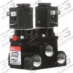 ARO Solenoid Air Control Valve: Alpha, Four-Way / Two-Position, 120V AC, 3/8 in Female NPT, 150 psi (MPN A213SD-120-A). Key specifications — attr1092969: Non-Locking; attr1086920: A213SD-120-A; attr1092977: Solenoid Return.