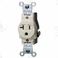 LEVITON Receptacle: Single, 5-20, Light Almond, 125V AC, 20 A, 2 Pole / 3 Wire (MPN 5801-T)