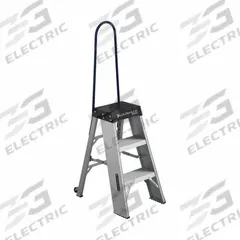 LOUISVILLE LADDER Step Stool: 3.3 ft Overall Ht, 375 lb Load Cap, 3 Steps, Aluminum, Unassembled (MPN AY8003-S55S56). Key specifications — Product Type: Step Stool; Stacking: Not Stackable; Brand: LOUISVILLE LADDER; Color: Silver; Feet Material: Rubber; Feet Type: Slip-Resistant; Folding: Foldable; Includes Handrails: Handrails Included.