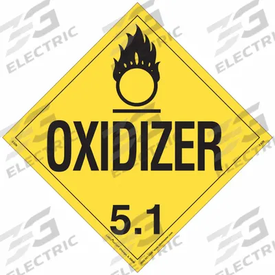 LABELMASTER Oxidizer Placard: Oxidizer, 10 3/4 in x 10 3/4 in, 10 3/4 in Label Ht, Vinyl - Class 5: Oxidizing Agents & Organic Peroxides