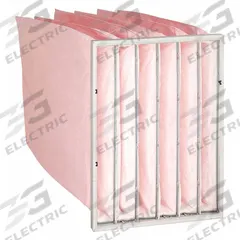 GRAINGER Pocket Air Filter: 24 in x 20 in x 22 in, MERV 13, Pink, Synthetic, 6 Pockets (MPN 2JVE7). Key specifications — Display Sell UOM: EA; Brand: GRAINGER; Media Material: Synthetic; Performance Rating: MERV 13.