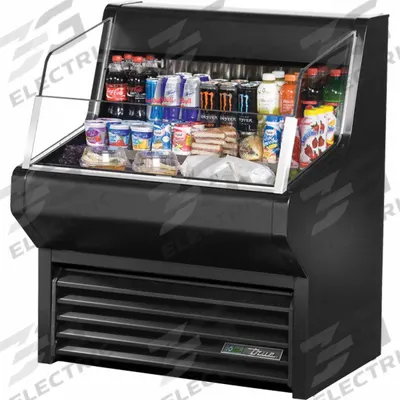 TRUE REFRIGERATION Refrigerated Merchandiser: 43 3/8 in x 36 1/8 in x 30 1/8 in, Black - Open Refrigerator Merchandisers