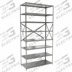 HALLOWELL Metal Shelving: Standalone, Heavy-Duty, 48 in x 18 in, 84 in Overall Ht, 8 Shelves (MPN F7713-18HG). Key specifications — attr41760: Steel; attr41761: Steel; attr37625: Unassembled; attr37628: Gray; attr33609: HALLOWELL.