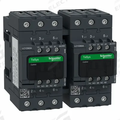 SCHNEIDER Contactor: Reversing, 3 Poles, 3NO Contacts, 66 A - Non-Reversing IEC Contactors