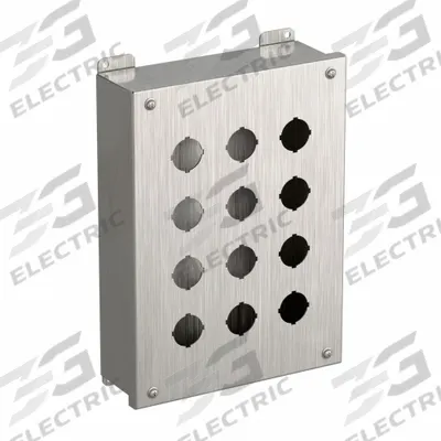 HAMMOND Push Button Enclosure: 30mm, 12 Holes, 316 Stainless Steel - Enclosures for 30mm Operators