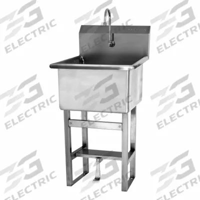 SANI-LAV Wash Station: 45 1/2 in Overall Ht, 24 in Bowl Lg, 12 in Bowl Dp, 0.5 gpm Flow Rate - One-Station Freestanding Hand Sinks with Faucets