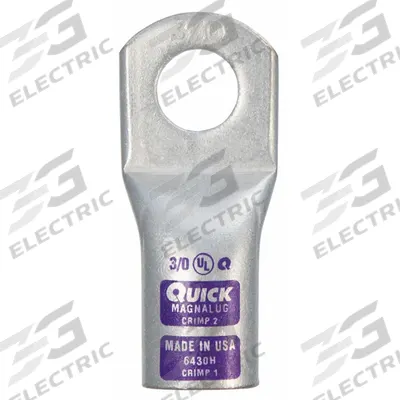 QUICKCABLE Wire Connector: Heavy Wall Lug, Crimp/Lug, Tin Plated Copper, 3/0 ga, Purple - Heavy Wall Lugs