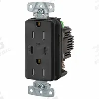 USB Receptacle: Duplex, 5-15R, 2 USB Ports, USB Type A/C, Black, 125V AC, 15 A (MPN USB15CPDBK). Key specifications — Brand: HUBBELL.