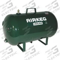 ROLAIR Air Tank: 10 gal Tank Capacity, 225 psi Max Op Pressure, Horizontal, 25 in Overall Lg (MPN AIRKEG2). Key specifications — attr51576: ROLAIR.