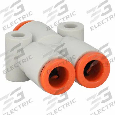 SMC Push-Fit Wye Fitting: 1/4 in OD x 1/4 in OD x 5/16 in OD Size, Polybutylene Terephthalate - Polybutylene & Brass Tube Fittings