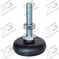 JW WINCO Male-End Leveling Mount: Swiveling Stud, 3/8"-16 Thread Size, 3.15 in, 2,248 lbf Capacity (MPN 30-80-3/8X16-75-A5-SK). Key specifications — Finish: Powder-Coated; Base Shape: Round; Load Capacity: 2,248 lbf; Thrust Pad Material: Buna-N; Includes: Nut; Hex Size: 11/16 in.