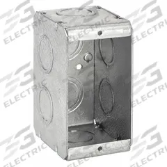 RACO Electrical Box: Steel, 1 Gangs, 2 1/2 in Box Dp, 2 in Box Wd, 3 3/4 in Box Ht, 3 3/4 in x 2 in (MPN 690). Key specifications — Brand: RACO; Bracket Style: Without Bracket; Clamp Style: Without Clamps.