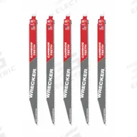 MILWAUKEE Reciprocating Saw Blade: 6 Teeth per Inch, 12 in Blade Lg, 0.05 in Blade Thick, 5 PK (MPN 48-00-5543). Key specifications — attr1109198: 6; attr1109200: Rigid for Straight Cuts; attr1109201: Tapered; attr1109209: MILWAUKEE.