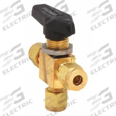PARKER Manual Three-Way Ball Valve: 1/4 in, Brass, L Flow, Compression x Compression x Compression (MPN 4A-MB4XPFA-BP). Key specifications — Brand: PARKER; Handle: Lever.