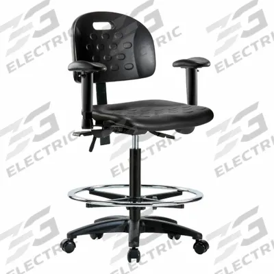 APPROVED VENDOR Ergonomic Chair: Polyurethane, Arms Included, Ht Range 24 1/4 in to 34 in - Polyurethane Lab Chairs