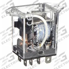 OMRON Flange Mount Relay: Surface (Top Flange) Mounted, 15 A Current Rating, 110/120V AC, SPDT (MPN LY1F-AC110/120). Key specifications — Brand: OMRON; Base Type: Octal; Mounting Style: Top Flange; Electrical Connection: Plug-In Terminal; Manufacturer Part Number: LY1F-AC110/120; Operating Current: 10 A at 110V AC (Inductive Load); Series: LY Series.