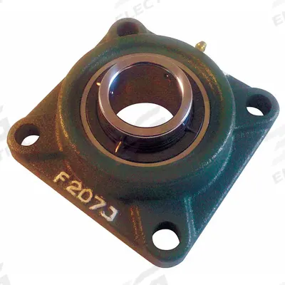 NTN 4 Bolt Flange Bearing: Radial Ball, 2 3/16 in Bore, Cast Iron, Set Screws - General Purpose Flange-Mount Ball Bearings