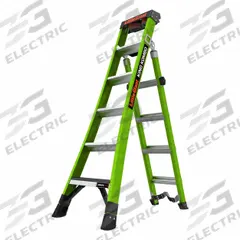 LITTLE GIANT Combination Ladder: 3 Configurations, Fiberglass, 375 lb Load Capacity, 36 lb Wt (MPN 13936-071). Key specifications — Brand: LITTLE GIANT; Included Features: Rotating Wall Pad.