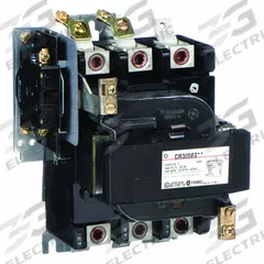 GE NEMA Magnetic Contactor: Non-Reversing, 3 Poles, NEMA Size 3, 90 A, 480V AC (MPN CR305E004). Key specifications — Brand: GE.