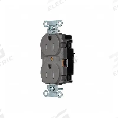 HUBBELL Receptacle: Duplex, 5-15, Gray, 125V AC, 15 A, 2 Pole / 3 Wire (MPN BR15STGYTR) - General Purpose Receptacles