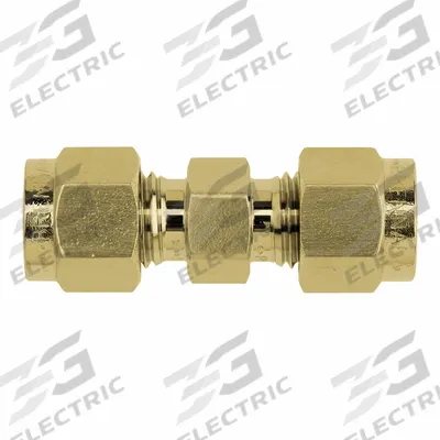BRENNAN INDUSTRIES Compression Fitting Union: 5/8 in OD x 5/8 in OD Size, Tube x Tube - Clean & Bagged Double-Ferrule Brass Compression Fittings