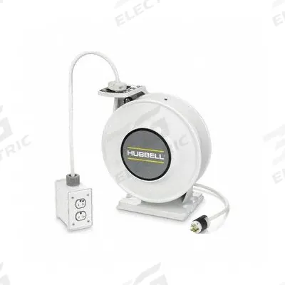 HUBBELL WIRING DEVICE-KELLEMS Extension Cord Reel: Ratchet Lock, 45 ft Cord Lg, 12 AWG, SJO - Self-Retracting Cord Reels
