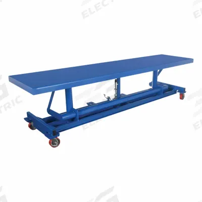 VESTIL Long Deck Cart: Not Powered, 2,000 lb Load Capacity, 120 in L x 20 1/4 in W - Manual Post-Lift Tables