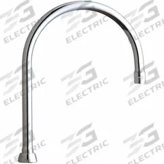 CHICAGO FAUCETS Spout: Spout, Arc, Swivel Spout, Brass, Polished Chrome, 2.2 gpm Flow Rate, Aerated (MPN GN8AE3JKABCP). Key specifications — Includes: Mounting Hardware; Product Type: Spout; Spout Style: Swivel; Body Material: Brass; Color/Finish: Polished Chrome; Brand: CHICAGO FAUCETS.