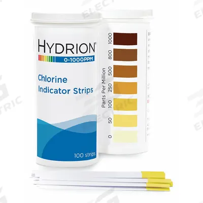 HYDRION Test Strips: Free Chlorine, 0 to 1,000 ppm Free Chlorine, Strip, 100 Tests - Single-Parameter Test Strips