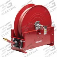 Hose Reel: 75 ft (3/4 in I.D.), 3/4 in MNPT x 3/4 MNPT, 250 psi Max Op Pressure, Steel, Red (MPN E9375 OLPBW). Key specifications — Reel Color: Red; Hose Capacity: 75 ft (3/4 in I.D.); Overall Dimensions: 26-3⁄8 in H x 16-3⁄4 in W x 26-1⁄4 in L; Swivel Material: Steel; Hose End Configuration: 3/4 in MNPT x 3/4 MNPT; Brand: REELCRAFT.