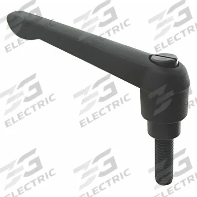 APPROVED VENDOR Adjustable Handle: Zinc w/ Steel Thread, 3/8"-16 Thread - Teardrop-Style Adjustable Handles with Threaded Stud