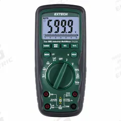 EXTECH Digital Multimeter: TRMS, CAT III 1000V/CAT IV 600V, 1,000 V Max AC Volt Measurement, IP67 (MPN EX520A-NIST). Key specifications — Instrument Counts: 4,000; Brand: EXTECH; Calibration Certificate Included: Included.