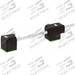 MURRELEKTRONIK Cordset: (2) DIN Form A Female Right Angle x Bare Wire, 3 m Cable Lg, PUR, Gray, IP67 (MPN 7000-58001-2370300). Key specifications — Wire Size: 18 AWG; Brand: MURRELEKTRONIK; Cable Jacket Color: Gray; IP Rating: IP67; DIN Connector Spacing: 110 mm.