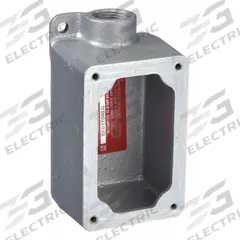 APPLETON ELECTRIC Mounting Body: 1 Gangs, Iron, 1/2 in Hub Size, Dead End, 6 1/8 in Overall Ht (MPN EFD150-NL-Q). Key specifications — Brand: APPLETON ELECTRIC; Hub Type: Dead End.