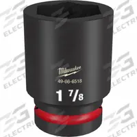 MILWAUKEE Deep Impact Socket: 1 in Drive Size, SAE, 1 7/8 in Socket Size, 6-Point, Deep, Friction (MPN 49-66-6518). Key specifications — attr1215501: MILWAUKEE; attr1215515: Black Phosphate; attr1215518: 1-7/8 in.