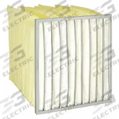 GRAINGER Pocket Air Filter: 24 in x 24 in x 22 in, MERV 14, Yellow, Synthetic, 10 Pockets (MPN 2JWA3). Key specifications — Display Sell UOM: EA; Brand: GRAINGER; Media Material: Synthetic; Performance Rating: MERV 14.