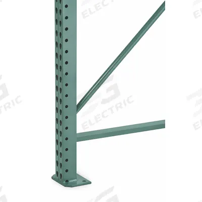 STEEL KING Seismic Upright Frame: Teardrop, 16 ft Overall Ht, 42 in x 3 in, Green - Steel King Impact-Resistant Teardrop Pallet Rack Uprights