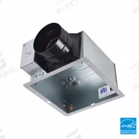 Exhaust Fan: Ceiling, 1.3 sones, 2 Speed, Round Duct (MPN FV-07VBA1A). Key specifications — Brand: PANASONIC; Nameplate Voltage: 120V AC; Duct Shape: Round; Mounting Location: Ceiling; Mounting Type: Frame Screws; Number of Speeds: 2.