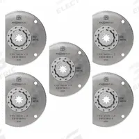 FEIN Oscillating Tool Blade: 4 in Blade Wd, 4 in Overall Lg, Long Cutting, Starlock Connection, 5 PK (MPN 63502196230). Key specifications — attr1097568: Long Cutting; attr1097557: FEIN; attr1097582: Copper.