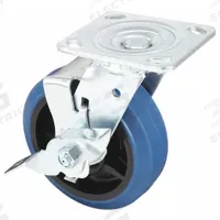 APPROVED VENDOR Plate Caster: Swivel, Side Brake, Rubber, 6 in Wheel Dia, 2 in Wheel Wd, Slot, Ball (MPN P21S-EP060K-14-WB-001). Key specifications — Wheel Bearing Type: Ball; Wheel/Tread Color: Blue; Brand: APPROVED VENDOR; Caster Type: Swivel with Brake.