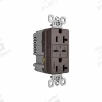 USB Receptacle: Duplex, 5-15R, 2 USB Ports, USB Type C, Brown, 125V AC, 20 A (MPN TR20USBPD). Key specifications — Brand: PASS & SEYMOUR.