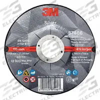 3M Depressed Center Cut-Off Wheel: Type 27, 4 1/2" x 0.045" x 7/8", Ceramic, 36 Grit, Silver (MPN 87466). Key specifications — Series: Silver; Brand: 3M.