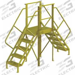TRI-ARC Crossover Bridge: 4.2 ft Platform Ht, Steel, 1,000 lb Load Capacity, Perforated, 5 Steps (MPN 7CY98). Key specifications — Brand: TRI-ARC; Color: Yellow; Tread Type: Perforated.