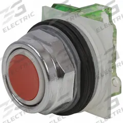 SCHNEIDER Extended Push Button Operator: Non-Illuminated, Extended Profile, Metallic, 30 mm, 1NO (MPN 9001KR3RH5). Key specifications — Brand: SCHNEIDER; Action: Momentary; Series: 9001K; Push Button Material Type: Metallic.