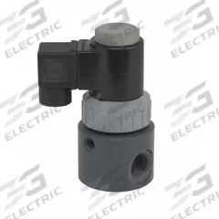 PLAST-O-MATIC Solenoid Valve: 2-Way, Normally Closed, 1/2 in Pipe Size, 120V AC, Inline Single, DIN (MPN EAST4V8W11-120/60-PV). Key specifications — Pipe Size: 1/2 in; Voltage: 120V AC; Brand: PLAST-O-MATIC; Coil Enclosure: Watertight.