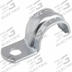 Conduit & Pipe Strap Clamp, One-Hole: 1/2 in Trade Size, Steel, IMC/RMC (MPN 1332). Key specifications — Manufacturer Part Number: 1332; Color: Gray; Compatible Conduit Trade Size: 1/2 in; Compatible Conduit Type: IMC; RMC; Compatible Nominal Conduit/Pipe Size: 1/2 in; Compatible Pipe Size: 1/2 in; Finish: Electroplated.
