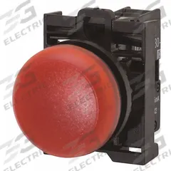 EATON Indicating Light: 22 mm Panel Mounting Size, Red, LED, 30 V AC/DC Max Volt Rating (Supply) (MPN M22-L-R-R). Key specifications — Series: M22; Brand: EATON; Includes Push-To-Test: No Push-To-Test Included.