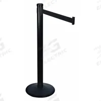 RETRACTA-BELT Barrier Post with Belt: Black, No Pattern, No Legend, 10 ft Belt Lg, Black (MPN 301BA-BK). Key specifications — Base Material: Cast Iron; Belt Color: Black; Brand: RETRACTA-BELT; Post Material: Aluminum; Post Color: Black; Message: No Legend.