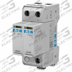 EATON Surge Protection Device: Two Phase, 240V AC, 2 Poles, 2 + Ground Wires, L-G/L-N/N-G, 240 V AC (MPN AGDN24020R). Key specifications — Voltage: 240V AC; Number of Wires: 2 Wires + Ground; Phase: Two; Modes of Protection: L-G; Max. Continuing Operating Voltage: 240 V AC; Voltage Protection Rating: 1500V (L-L, L-G, N-G); Short Circuit Current Rating: 150 kA; Filtering: No.