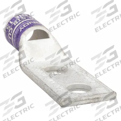 BURNDY Compression Lug: For 4/0 AWG, Stranded Wire, 3/8 in Stud Size, Std - Two-Hole Compression Lugs